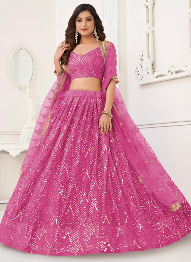 Butterfly Net Pink Party Wear Embroidery Work Lehenga Choli